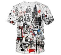 Srcnhim T-shirt pour homme avec inscription « Street Letter Graffiti Marker » - Impression 3D, blanc, Taille 4XL