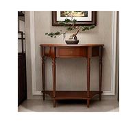 SRDCAIM Console Demi-Lune en Bois Massif Style Contemporain, avec tiroir et étagère. Table d'appoint Semi-Arrondie idéale pour l'entrée, Le Salon, la décoration du Hall(Teak Color,35.4x15x34.4in)