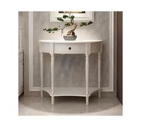 SRDCAIM Console Demi-Lune en Bois Massif Style Contemporain, avec tiroir et étagère. Table d'appoint Semi-Arrondie idéale pour l'entrée, Le Salon, la décoration du Hall(Wit,31.5x13.8x31.5in)