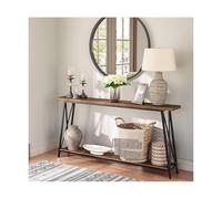 SRDCAIM Console étroite avec étagère de Rangement, Table d'entrée de Style Industriel, Table d'appoint Fine pour Couloir, Salon, Appartement, Bureau(90cm/35.4in)