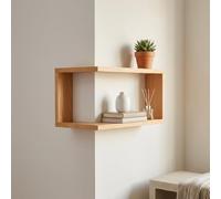 SRDCAIM Étagère d'angle extérieur, étagères murales flottantes intelligentes (40/60 cm) pour Figurines et Objets de Collection, présentoir Mural pour Chambre, Salon ou Bureau(Giallo,R40cm)