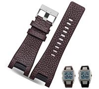 SRDRK 32 * 17 mm en cuir authentique avec fermoir en acier inoxydable STRABLE DE MONTRAGE HOMMES DES MENSES POUR DIESEL DZ4246 DZ127 Bracelet 3B(Brown,32-17mm silver clasp)