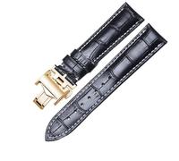 SRDRK Bracelets de montre en cuir de vachette pour L2 L4 Master Collection phare Evidenza Bracelet bracelets de montre Bracelet en cuir de veau L2.628.673(Black Gold,21mm(Buckle 18mm))