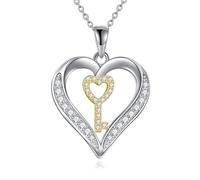 Sreadx Collier en argent sterling avec pendentif clé en forme de cœur pour femme et fille, cadeau pour maman, épouse