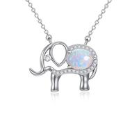 Sreadx Elefanten-Halskette für Frauen S925 Sterling Silver Opal Elefanten-Halskette Lucky Elephant Anhänger Halskette Schmuck Geschenke für Frauen Teen Mädchen Mom