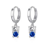 Sreadx Katzenohrringe für Damen, 925er Sterlingsilber, baumelnd, Tropfencreolen, Hypoallergénique, Schmuck für Mädchen