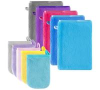 SREBIWO Lot de 10 gants de toilette en microfibre - En flanelle douce - Pour le visage - Réutilisables - Style européen - Coton uni