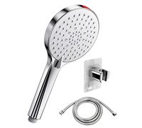SREWOHS Pommeau de Douche avec Support Tuyau - Pommeau Douche Haute Pression Anticalcaire, Pommeau Douche Economie Deau avec 5 modes 125 mm de large Salle de Bain