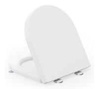 SREWOHS PRO Abattant WC avec Frein de Chute, Cuvette Toilette Forme D, Lunette WC avec Fermeture en Douceur avec Charnières, Lunette Toilette Blanche, Toilet Seat Softclose, Charge Maximale 150 kg