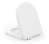 SREWOHS PRO Abattant WC avec Frein de Chute, Cuvette Toilette Forme D, Lunette WC avec Fermeture en Douceur avec Charnières, Lunette Toilette Blanche, Toilet Seat Facile à Nettoyer
