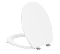 SREWOHS PRO Abattant WC avec Frein de Chute, Siège de Toilette O-Shaped, Cuvette Toilette WC avec Fermeture en Douceur avec Charnières, Lunette Toilette Blanche, Toilet Seat Softclose, 44,6 x 37,2 CM