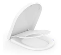 SREWOHS PRO Abattant WC D-Forme Long avec Siège Enfant - Lunette WC Familiale en Duroplast, Softclose Abaissement Automatique, Démontage Rapide Quick-Release, Gabarit de Montage Inclus, Blanc