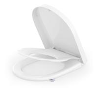 SREWOHS PRO Abattant WC Familial Forme D, Cuvette Toilette avec Frein de Chute, Lunette de Toilette avec Siège Enfant Magnétique et Charnière Réglable, pour Adultes et Enfants, 45 * 36,1 * 5CM