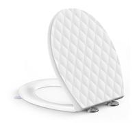SREWOHS PRO Abattant WC Form O, Cuvette Toilette avec Frein de Chute, Lunette WC avec Fermeture en Douceur avec Charnières, Toilet Seat Softclose, Avec poignée pour soulever l’abattant,Blanc