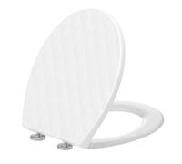 SREWOHS PRO Abattant WC Forme O avec Frein de Chute Blanc, Siège WC Motif Losange, Couvercle WC Amovible Quick Release, Fixation par le Dessus, Gabarit d'installation Inclus, 44,6 x 37,1 CM