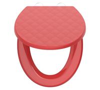 SREWOHS PRO Abattant WC Forme O en PP avec Frein de Chute Double, Motif 3D Effet Cuir, Anti-UV Inaltérable, Cuvette Toilette Quick Release, Fixation Top-Mount avec Vis 7 cm, Gabarit + Vidéo, Rouge