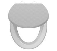 SREWOHS PRO Abattant WC Forme O en PP avec Frein de Chute Double, Motif 3D Effet Cuir, Anti-UV Inaltérable, Cuvette Toilette Quick Release, Fixation Top-Mount avec Vis 7 cm, Gabarit + Vidéo, Gris