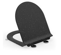 SREWOHS PRO Abattant WC Ultra-mince Forme D, Lunette de Toilette avec Frein de Chute, Siège de toilette en Urée-formaldéhyde avec fonction détachable, Marbre noir, 42,5 * 36,2 cm