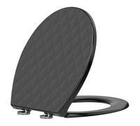 SREWOHS PRO Abattant WC Universel Forme O, Siège de Toilette en PP Anti-UV avec Frein de Chute Silencieux, Motif 3D Effet Cuir, Montage Par Le Haut, Noir