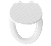 SREWOHS PRO Abattant WC Universel Forme O, Siège de Toilette en PP Anti-UV avec Frein de Chute Silencieux, Motif 3D Effet Cuir, Montage Par Le Haut, Blanc