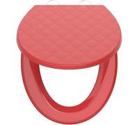 SREWOHS PRO Abattant WC universel noir, fermeture amortie en forme de O avec libération rapide, charnières réglables, design antidérapant, rouge