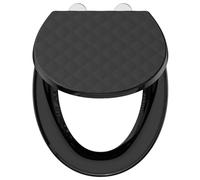 SREWOHS PRO Lunette WC Forme O en PP, Abattant Toilette Soft Close Double, Motif 3D Effet Cuir, Anti-UV Inaltérable, Quick Release, Fixation Top-Mount avec Vis 7 cm, Noir