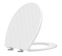 SREWOHS PRO Lunette WC Ovale en PP, Abattant Toilette Soft Close Double, Motif 3D Effet Cuir, Anti-UV, Quick Release, Fixation Top-Mount avec Vis 7 cm, Blanc