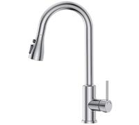 SREWOHS PRO Mitigeur d'évier de cuisine avec pulvérisateur extractible, tête de pulvérisation extractible, robinet monobloc à levier unique, 1 trou avec arc haut, pivotant à 360 °, 3 modes, tête de