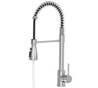 SREWOHS PRO Robinet d'évier de cuisine avec douchette - Robinet de cuisine haute pression - Mitigeur de cuisine - Rotation à 360 ° - En acier inoxydable - 1 trou - 4 modes de pulvérisation