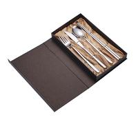 SRFTT Ensemble de Couverts en argenterie, 4/16/24/32/40/48 pièces, Couverts de ménage en Acier Inoxydable 304, Couteau, Fourchette, cuillère, Baguettes, Coffret de Quatre pièces, Noir
