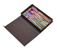 SRFTT Ensemble de Couverts en argenterie, 4/16/24/32/40/48 pièces, Couverts de ménage en Acier Inoxydable 304, Couteau, Fourchette, cuillère, Baguettes, Coffret de Quatre pièces, Noir