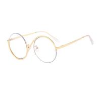 SRGDRR Lunettes optiques rondes en métal S demi-monture anti-lumière bleue montures femmes mode lunettes de soleil d'ordinateur lunettes surdimensionnées, or, 148 * 133 * 52mm