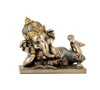 Sri Krishna Culture - Joli livre de lecture Ganesha couché pour décoration de la maison - Longueur : 12,7 cm - Finition antique - Résine