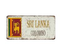 Sri Lanka-Colombo - Plaque en métal rustique pour extérieur, salon, buanderie, entreprise, souvenir de pays national, route, panneau en aluminium pour intérieur