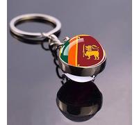 Sri Lanka Drapeau Porte-Clés Boule De Cristal Pendentif Drapeau Porte-Clés, Carte En Verre Cabochon Pendentif Porte-Clés Clé Pour Hommes Femmes Cadeau D'Anniversaire Pour Sac À Dos Bijoux Access