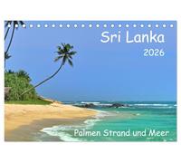 Sri Lanka, Palmen, Strand und Meer (Tischkalender 2026 DIN A5 quer), CALVENDO Monatskalender: Sri Lanka, feiner Sand und Türkisblauer Strand unter Palmen