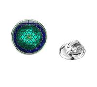 Sri Yantra Mandala Fleurs Broches Géométrie Sacrée Om Mandala Méditation Verre Cabochon Couleur Argent Badge Robe Chemise Pin