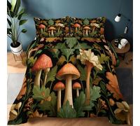 Srigzcaly Couette 200x200 4 Saisons Multicolore, Couette Imprimée Feuille Plante Champignon William Morris pour lit 2 Personnes, Couverture Quilting d'Réversible sans Housse avec - Lavable en Machine