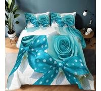 Srigzcaly Couette 220x240 cm 4 Saisons, Couette Aquarelle Fleurs Rose - Turquoise Edredon Douce Respirante avec 2 Taies d'oreiller pour Lit 2 Personnes - sans Houss Lavable en Machine