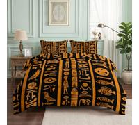Srigzcaly Couette Imprimée 4 Saisons 135x200cm Hiéroglyphes Égypte Ancienne | Couette sans Housse Lavable pour lit 1 Personnes - Douce Respirante Totem Rétro Art Couverture Quilting