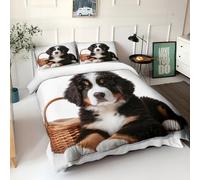 Srigzcaly Housse de Couette 200 x 200 cm ModèLe Animal de Bouvier Bernois Noir 3 Pièces Parure de lit Microfibre, Blanc Parure de Couette 2 Personnes, Ensemble de lit avec 2 Taies D'Oreil
