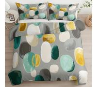 Srigzcaly Housse de Couette 200x200 Moderne Abstrait Ovale Ensemble De Literie Microfibre avec Fermeture Éclair, Gris Housse Couette Parure de lit 2 Personnes avec 2 Taie d'oreiller 65x65 cm