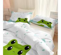 Srigzcaly Housse de Couette 240 x 220 cm Cartoon Nuage Grenouille Pluie Parure de Lit Blanc, 3 Pièces avec Fermeture Éclair - Linge de Lit 2 Personnes Adulte avec 2 Taies d'oreiller 65x65 cm