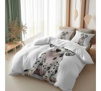 Srigzcaly Housse De Couette 90 X 190 Cm Animal Dalmatien Chien Style HD Parure De Lit Gris Clair pour Garçons Adulte, Réversible Parure Housse Couette 1 Personnes en Microfibre + 2 Taie d'oreiller