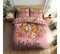 Srigzcaly Housse de Couette 90 x 190 cm Cartoon Animal Capybara 3 Pièces Parure de lit Microfibre, Rose Parure de Couette 1 Personnes - Ensemble de lit avec 2 Taies D'Oreil