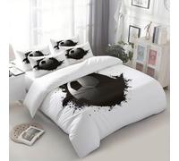 Srigzcaly Housse de Couette 90 x 190 cm Dessin Animé Football 3D Fissuré 3 Pièces Parure de lit Microfibre, Blanc Parure de Couette 1 Personnes - Ensemble de lit avec 2 Taies D'Oreil