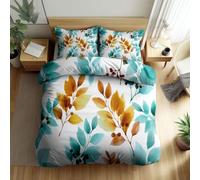 Srigzcaly Housse de Couette 90 x 190 cm Plante Aquarelle Feuilles Baies 3 Pièces Parure de lit Microfibre, Blanc Parure de Couette 1 Personnes - Ensemble de lit avec 2 Taies D'Oreil