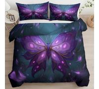 Srigzcaly Housse de Couette 90x190 Adulte Enfant Cartoon Magie Papillon Parure de Lit 1 Personnes en Microfibre, Violet Ensemble de Literie Décor de Chambre Gift Léger avec 2 taie d'oreiller 65x65cm
