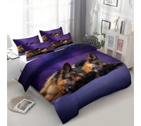 Srigzcaly Housse de Couette 90x190 cm Animal Berger Allemand Portrait Parure de Lit 1 Personnes, Adultes Violet Microfibre Ensemble de Literie - avec Fermeture Éclair et 2 Taies d'oreiller 65x65 cm