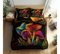 Srigzcaly Housse de Couette 90x190 cm Plante Champignon Fantaisie Parure de Lit 1 Personnes, Adultes Arc en Ciel Microfibre Ensemble de Literie - avec Fermeture Éclair et 2 Taies d'oreiller 65x65 cm